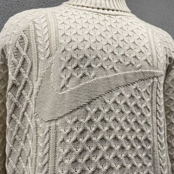 NWT Nike Life Mens Cable Knit Turtleneck Sweater Off White Chunky Relaxed Large - Picture 3 of 11